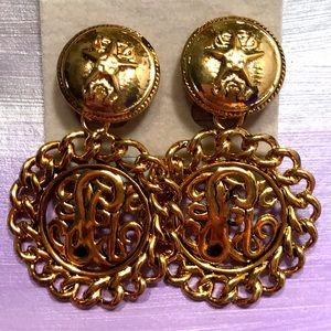 NWT Vintage Gold Earrings Clip-On RARE